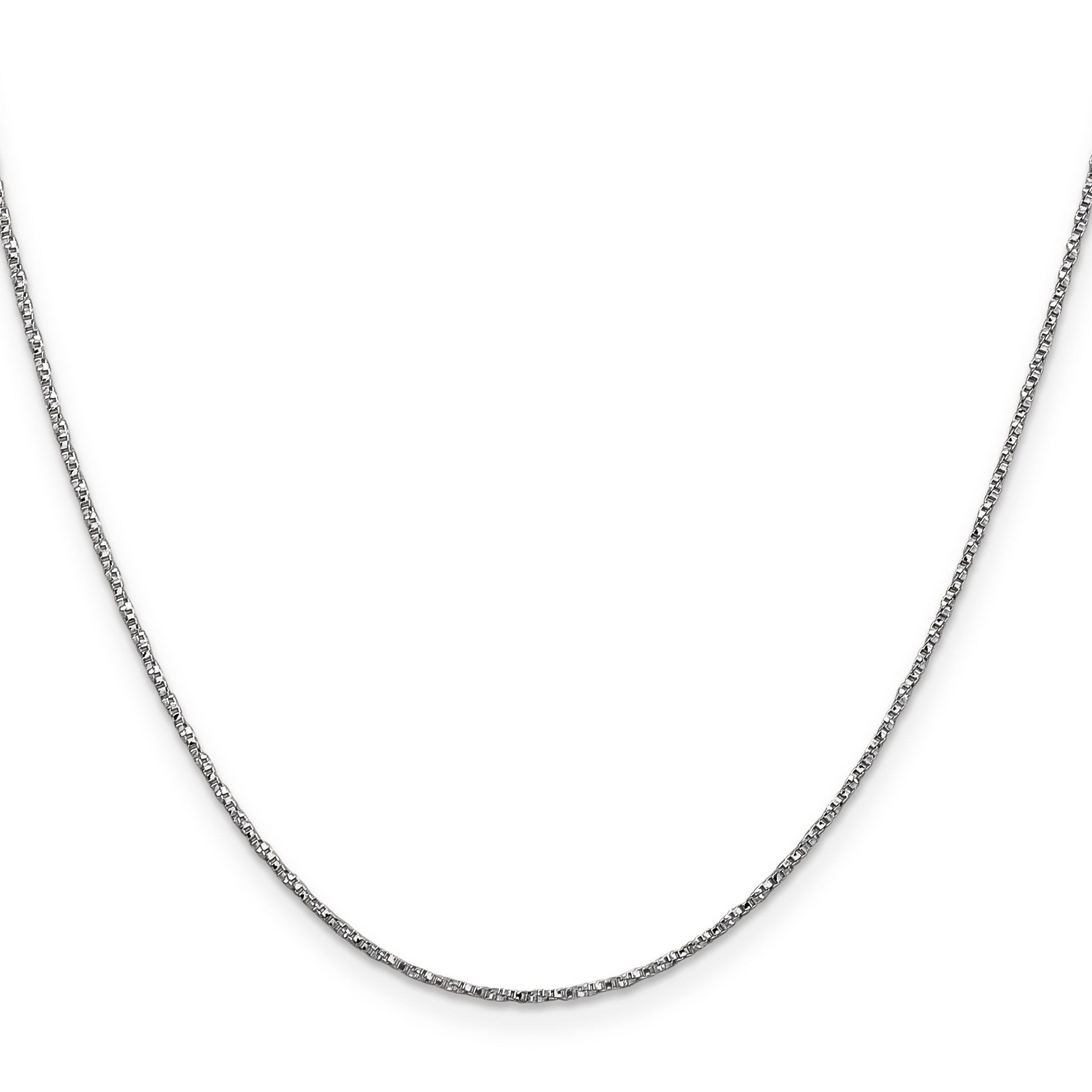 14K White Gold 18 Inch .95mm Twisted Box With Lobster Clasp Chain Necklace