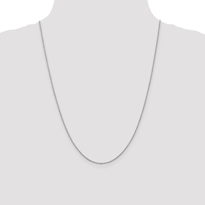 14K White Gold 24 Inch .95mm Twisted Box With Lobster Clasp Chain Necklace