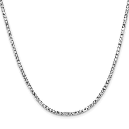 14K White Gold Complete 6.68 Carat Round Aaa Diamond 17.5 Inch Necklace