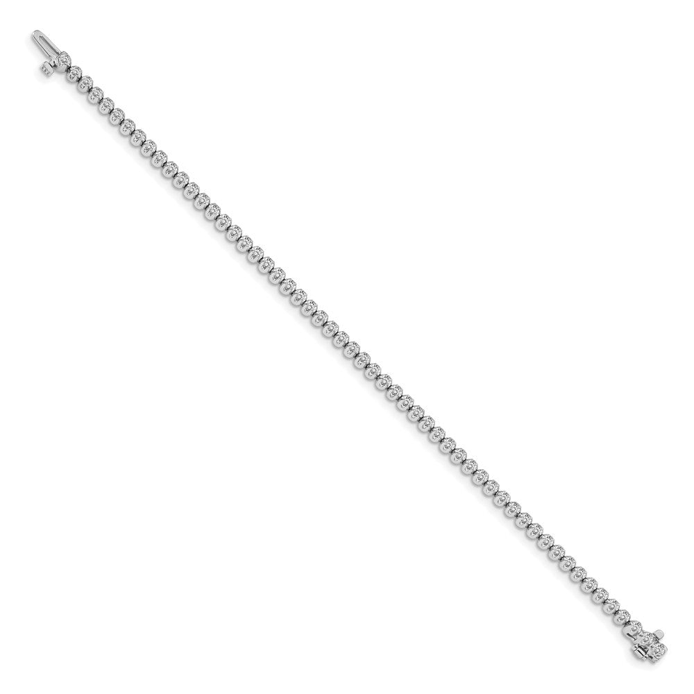 14K White Gold Complete 1 Carat Round Aa Diamond 4 Prong 7 Inch Tennis Bracelet