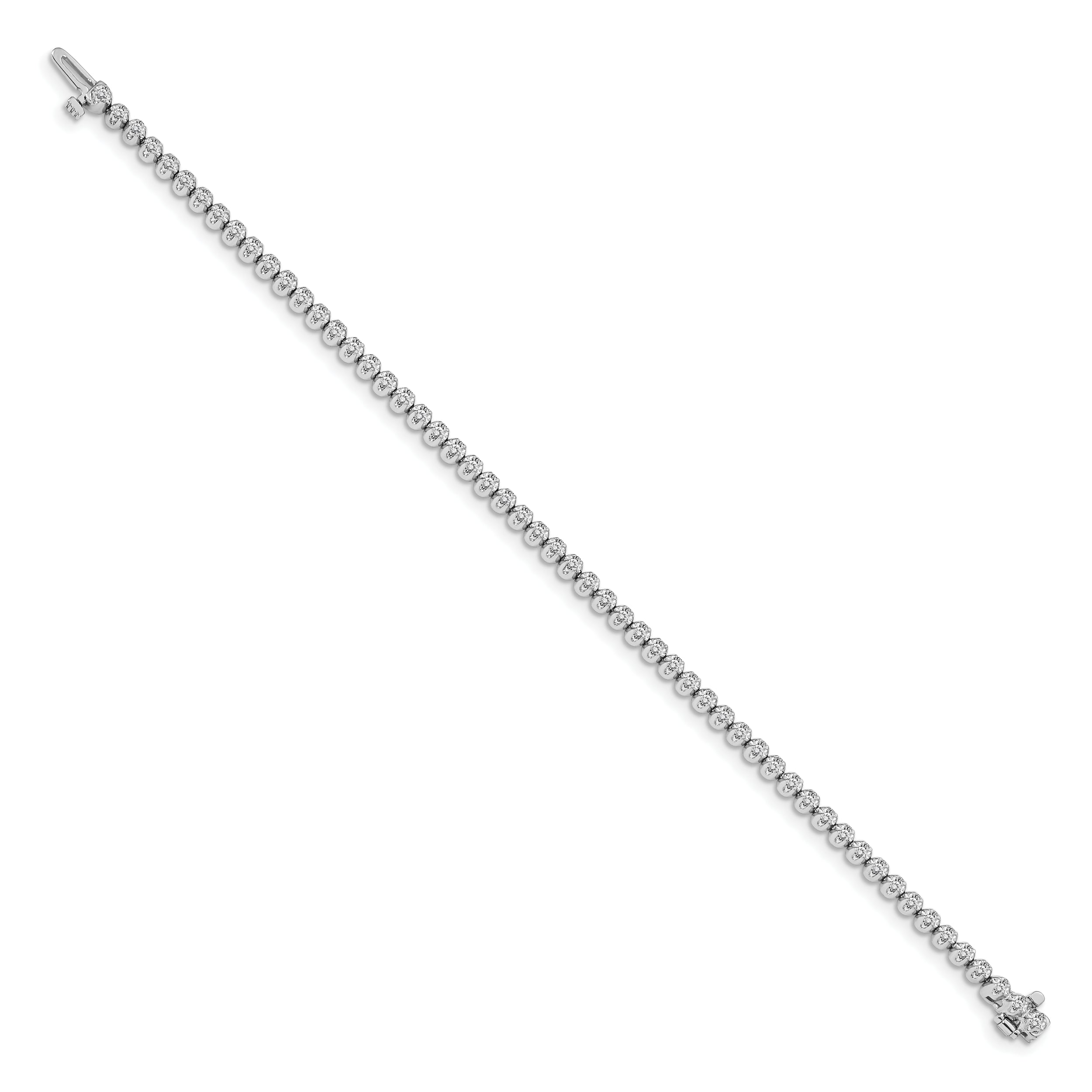 14K White Gold Complete 1 Carat Round Aaa Diamond 4 Prong 7 Inch Tennis Bracelet