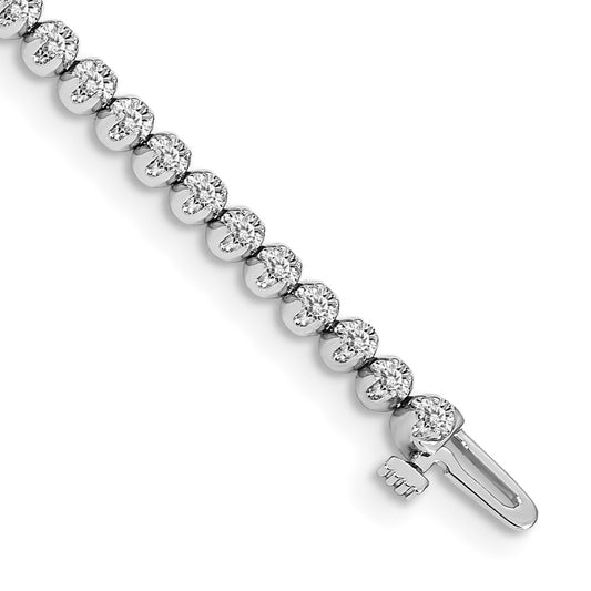 14K White Gold Complete 1 Carat Round Aa Diamond 4 Prong 7 Inch Tennis Bracelet