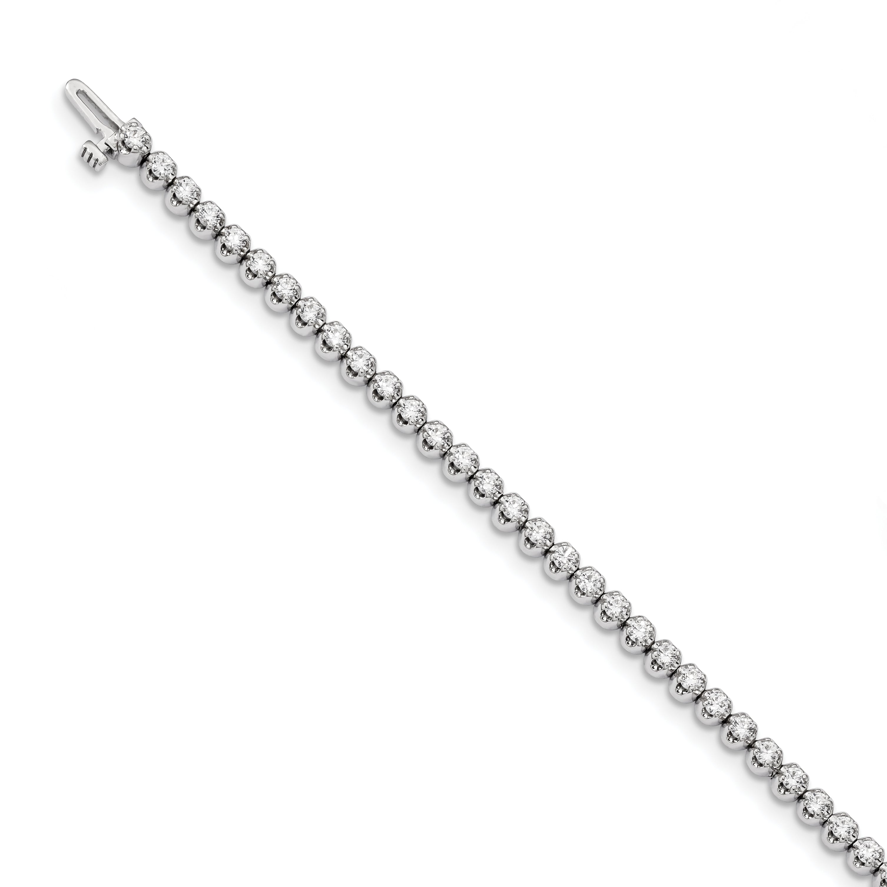 14K White Gold Complete 2.09 Carat Round Vs Diamond 4 Prong 7 Inch Tennis Bracelet