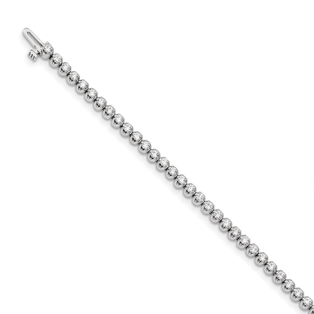 14K White Gold Complete 2.09 Carat Round Aaa Diamond 4 Prong 7 Inch Tennis Bracelet