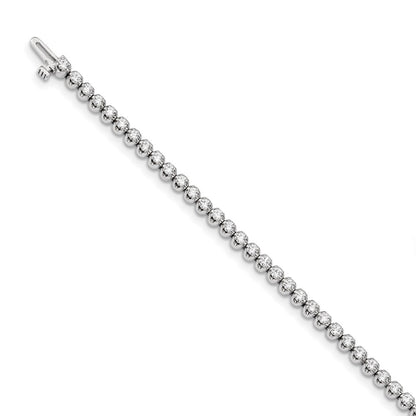 14K White Gold Complete 2.09 Carat Round Aaa Diamond 4 Prong 7 Inch Tennis Bracelet