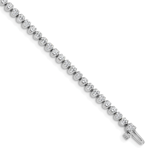 14K White Gold Complete 2.09 Carat Round Aa Diamond 4 Prong 7 Inch Tennis Bracelet