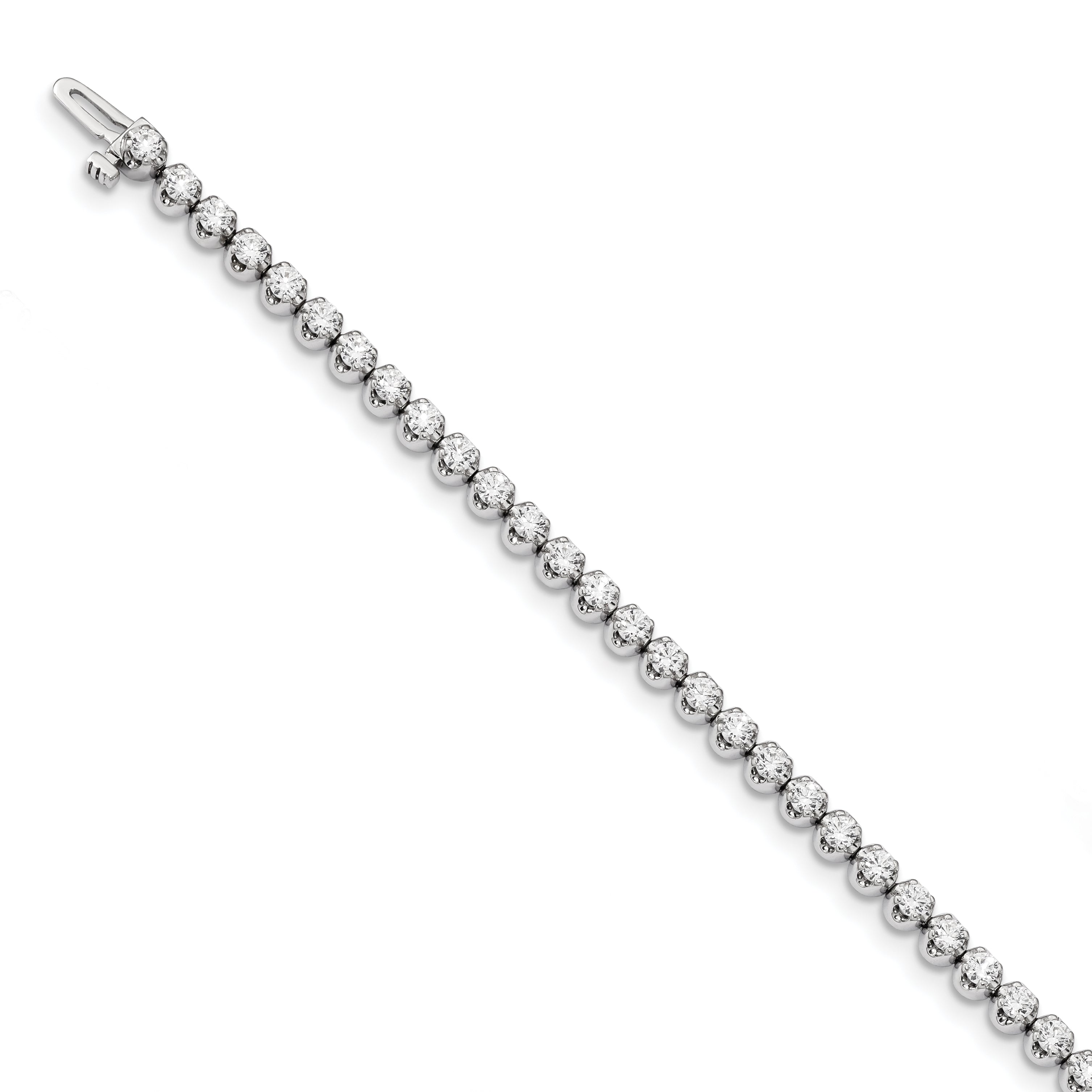 14K White Gold Complete 3.15 Carat Aa Diamond 4 Prong 7 Inch Tennis Bracelet