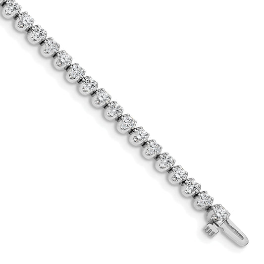 14K White Gold Complete 3.15 Carat Aaa Diamond 4 Prong 7 Inch Tennis Bracelet