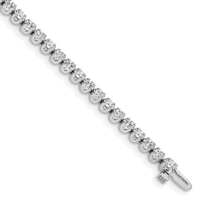 14K White Gold Complete 3.15 Carat A Diamond 4 Prong 7 Inch Tennis Bracelet