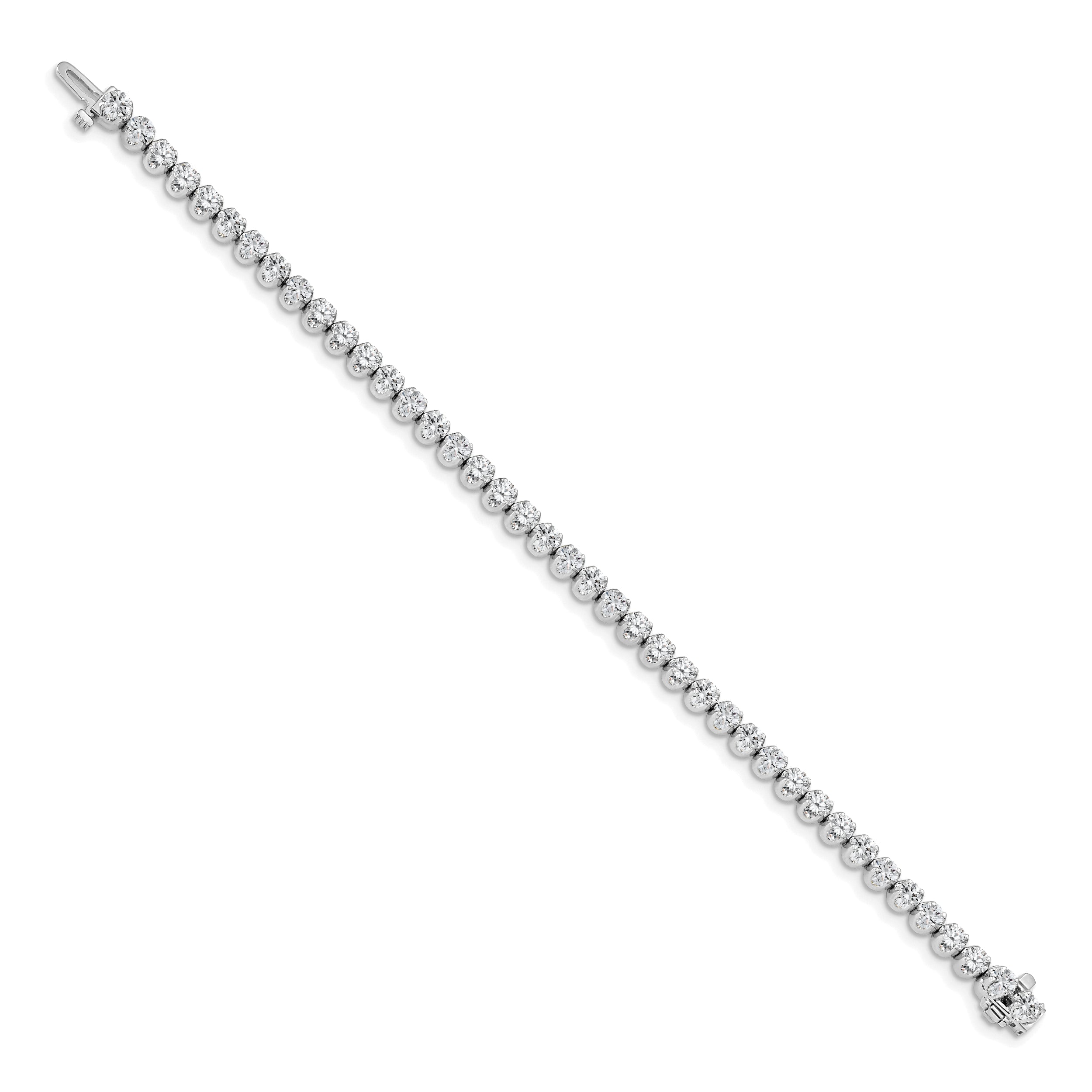 14K White Gold Complete 3.8 Carat Round Aa Diamond 4 Prong 7 Inch Tennis Bracelet