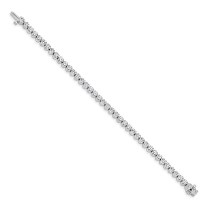 14K White Gold Complete 3.8 Carat Round Aa Diamond 4 Prong 7 Inch Tennis Bracelet