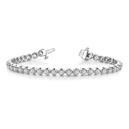 14K White Gold Complete 3.8 Carat Round Aa Diamond 4 Prong 7 Inch Tennis Bracelet