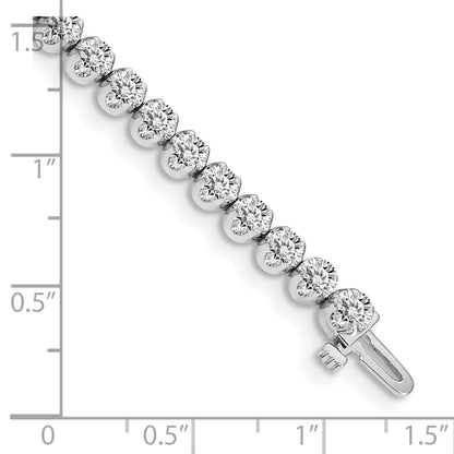 14K White Gold Complete 3.8 Carat Round Aaa Diamond 4 Prong 7 Inch Tennis Bracelet
