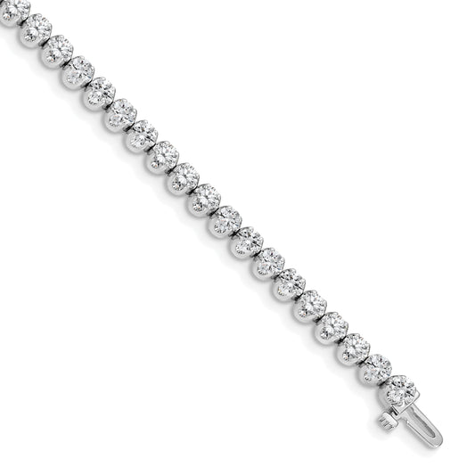 14K White Gold Complete 3.8 Carat Round Aaa Diamond 4 Prong 7 Inch Tennis Bracelet