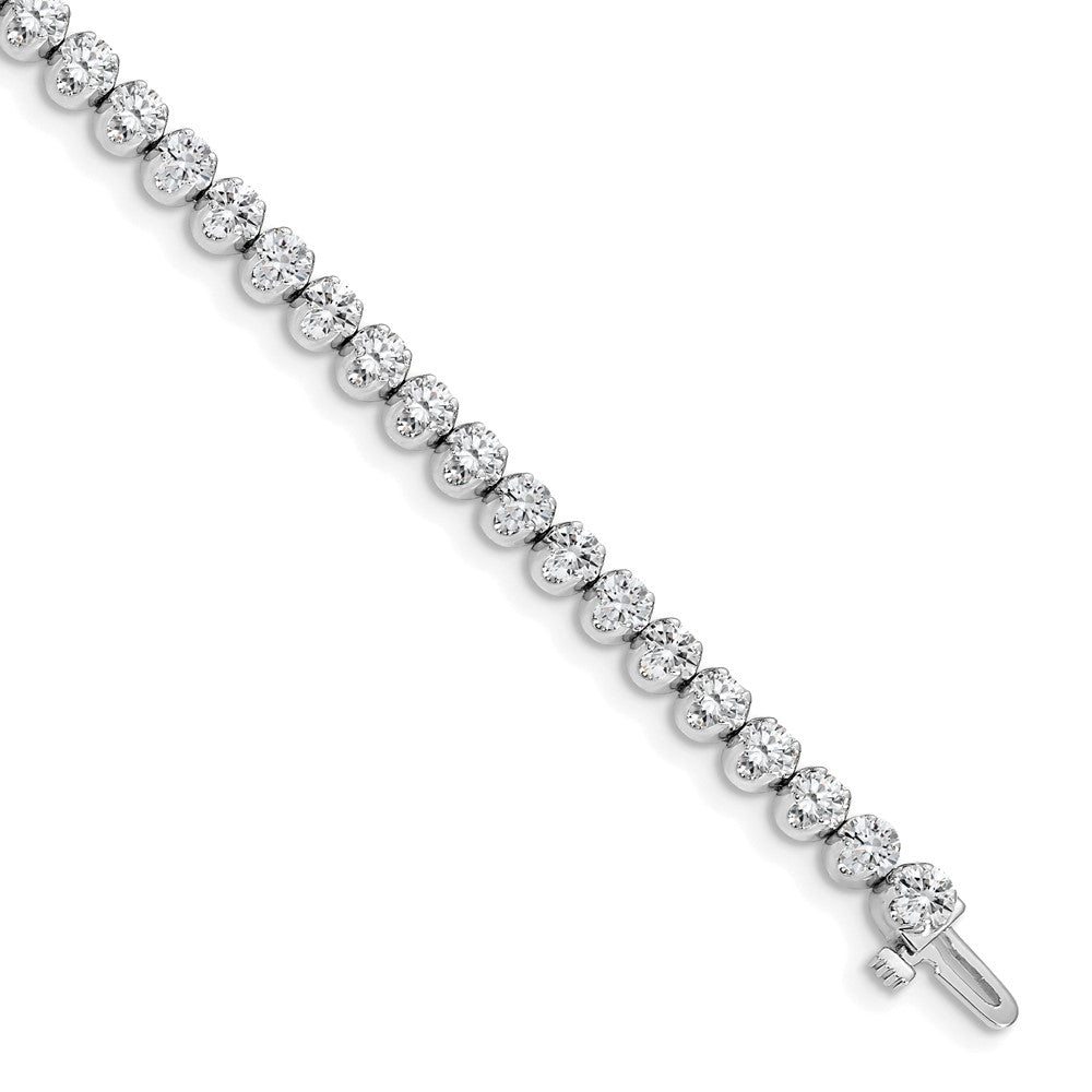 14K White Gold Complete 3.8 Carat Round A Diamond 4 Prong 7 Inch Tennis Bracelet