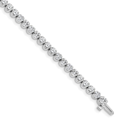 14K White Gold Complete 3.8 Carat Round A Diamond 4 Prong 7 Inch Tennis Bracelet