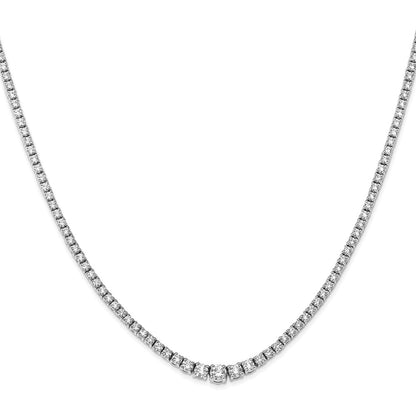 14K White Gold Complete 6.8 Carat Round Vs Graduated Diamond 16 Inch Necklace
