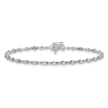 14K White Gold Complete 7/8 Carat Round Vs Diamond 2 Prong 7 Inch Tennis Bracelet