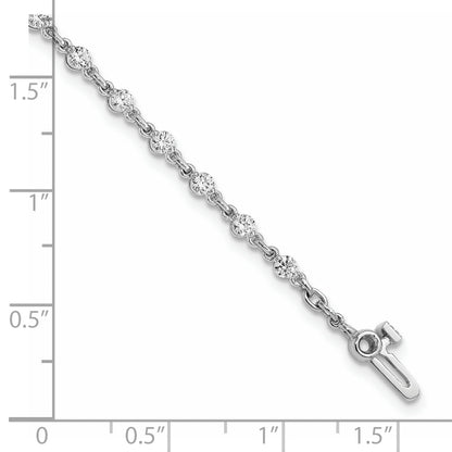 14K White Gold Complete 1.4 Carat Round Aa Diamond 2 Prong 7 Inch Tennis Bracelet