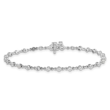 14K White Gold Complete 2.25 Carat Round Aa Diamond 2 Prong 7 Inch Tennis Bracelet