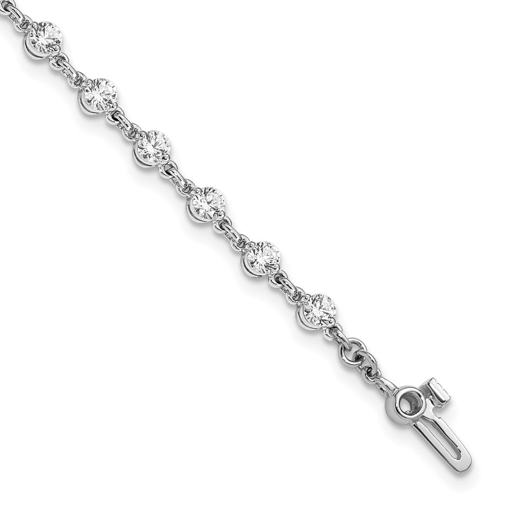 14K White Gold Complete 2.25 Carat Round A Diamond 2 Prong 7 Inch Tennis Bracelet