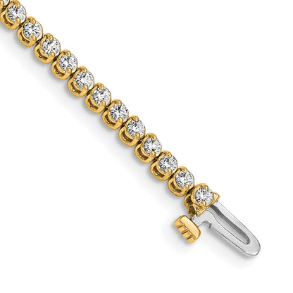 14K Yellow Gold Complete1.9 Carat Round Aaa Diamond 2 Prong 7 Inch Tennis Bracelet