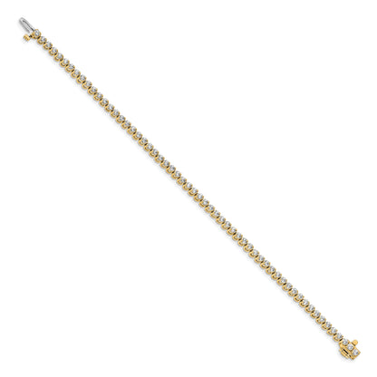 14K Yellow Gold Complete 2.9 Carat Round Vs Diamond 2 Prong 7 Inch Tennis Bracelet