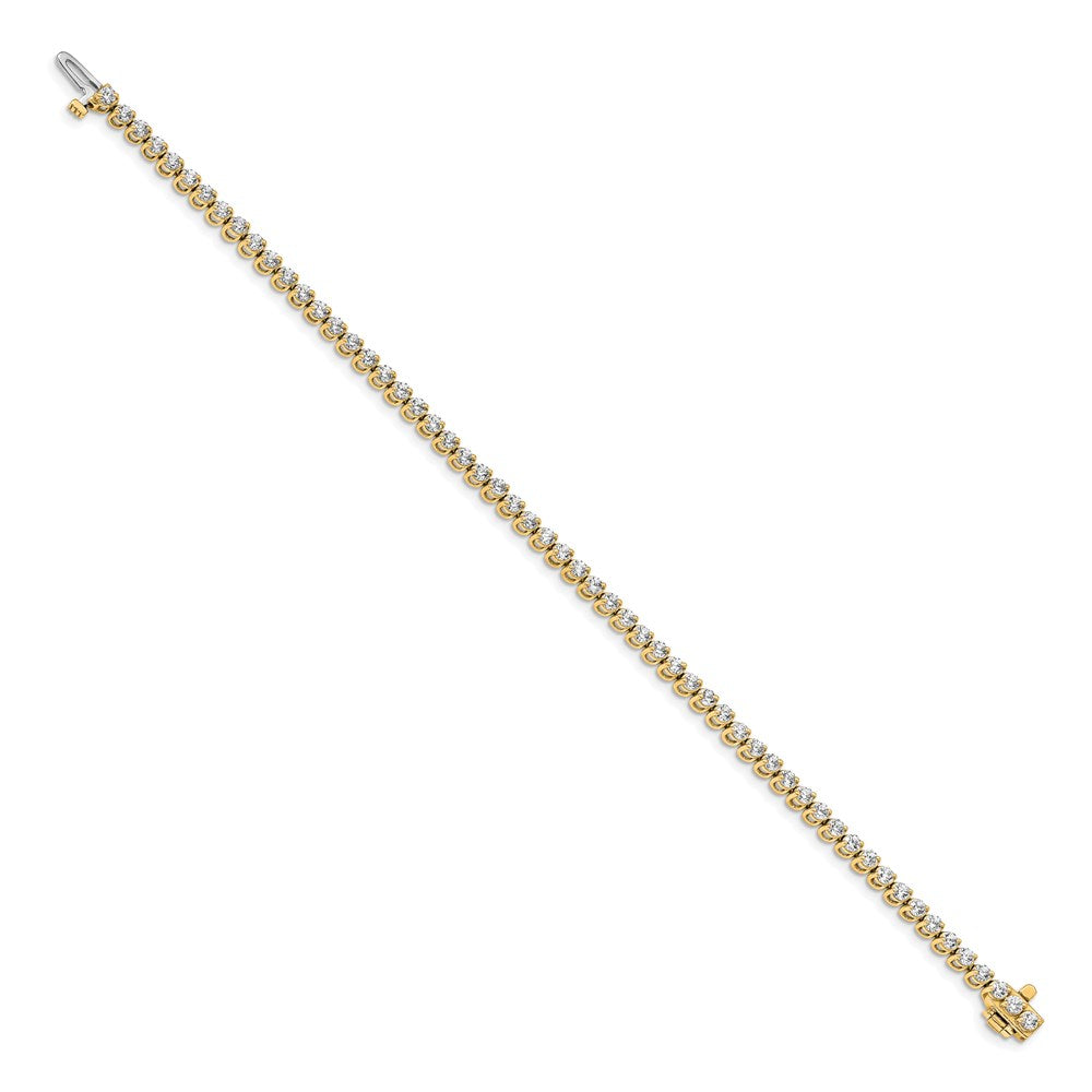 14K Yellow Gold Complete 2.9 Carat Round Aaa Diamond 2 Prong 7 Inch Tennis Bracelet