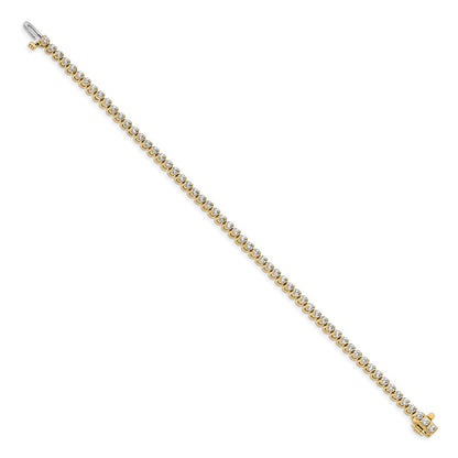 14K Yellow Gold Complete 2.9 Carat Round Aaa Diamond 2 Prong 7 Inch Tennis Bracelet