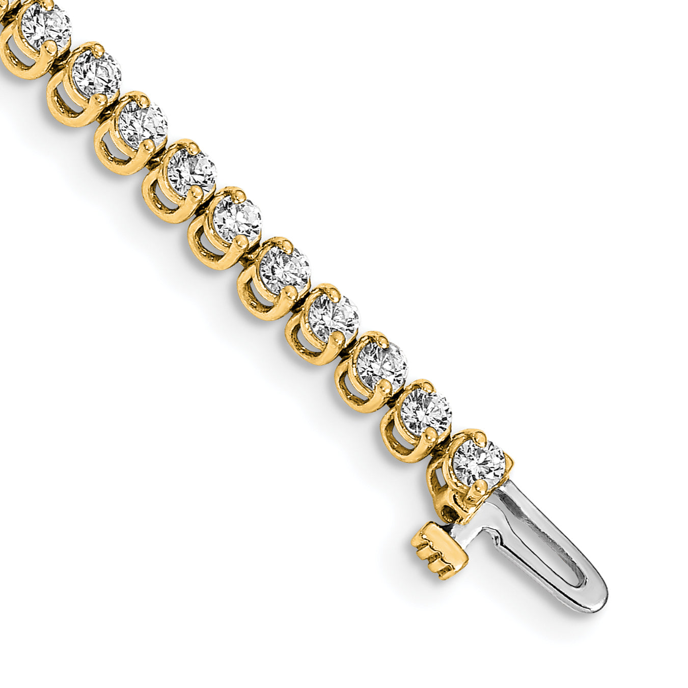 14K Yellow Gold Complete 2.9 Carat Round Vs Diamond 2 Prong 7 Inch Tennis Bracelet