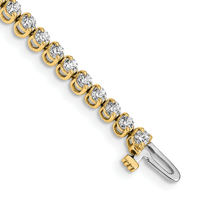14K Yellow Gold Complete 2.9 Carat Round Vs Diamond 2 Prong 7 Inch Tennis Bracelet