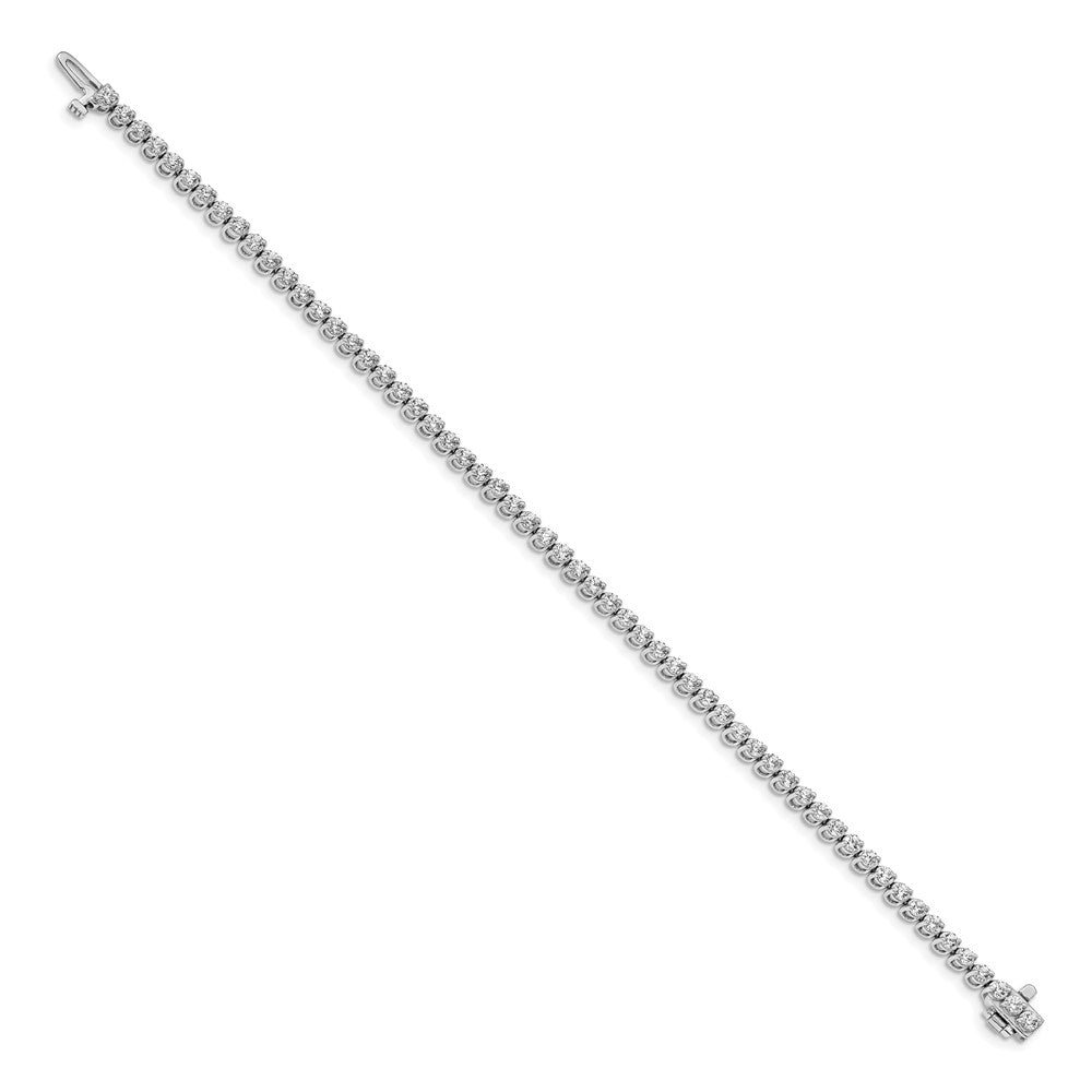 14K White Gold Complete 2.9 Carat Round Aa Diamond 2 Prong 7 Inch Tennis Bracelet