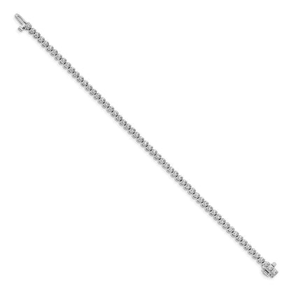 14K White Gold Complete 2.9 Carat Round Aa Diamond 2 Prong 7 Inch Tennis Bracelet