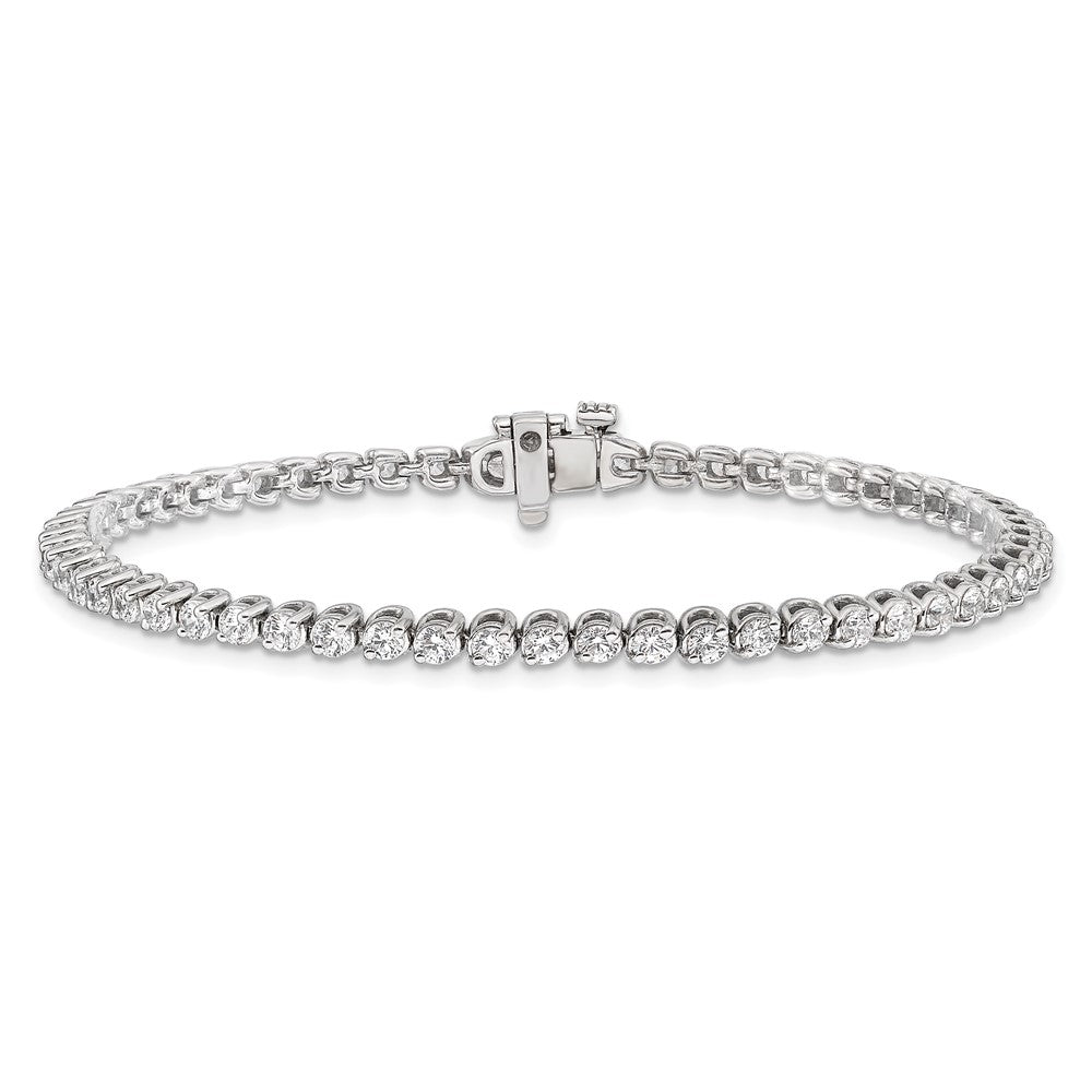 14K White Gold Complete 2.9 Carat Round Aaa Diamond 2 Prong 7 Inch Tennis Bracelet