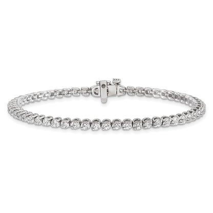 14K White Gold Complete 2.9 Carat Round Aaa Diamond 2 Prong 7 Inch Tennis Bracelet