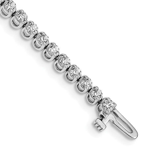 14K White Gold Complete 2.9 Carat Round Aaa Diamond 2 Prong 7 Inch Tennis Bracelet