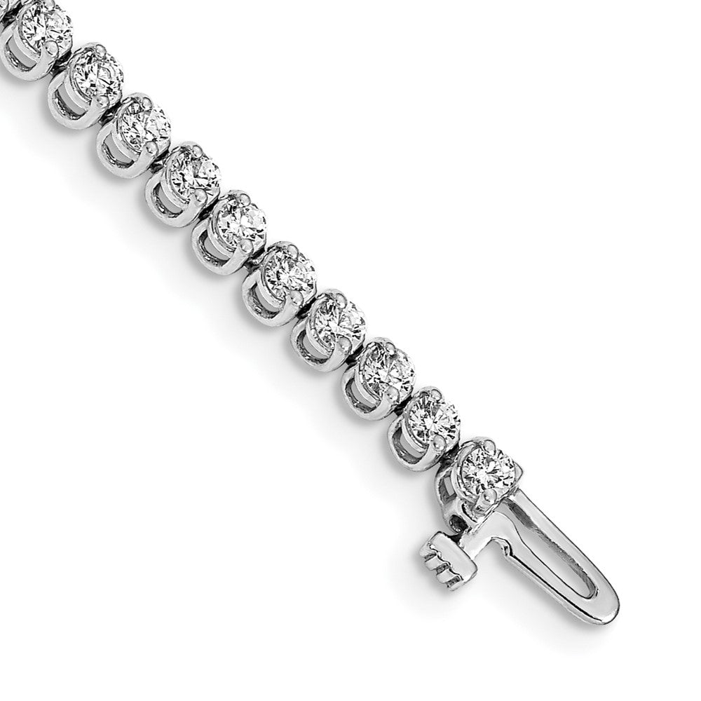 14K White Gold Complete 2.9 Carat Round Aa Diamond 2 Prong 7 Inch Tennis Bracelet