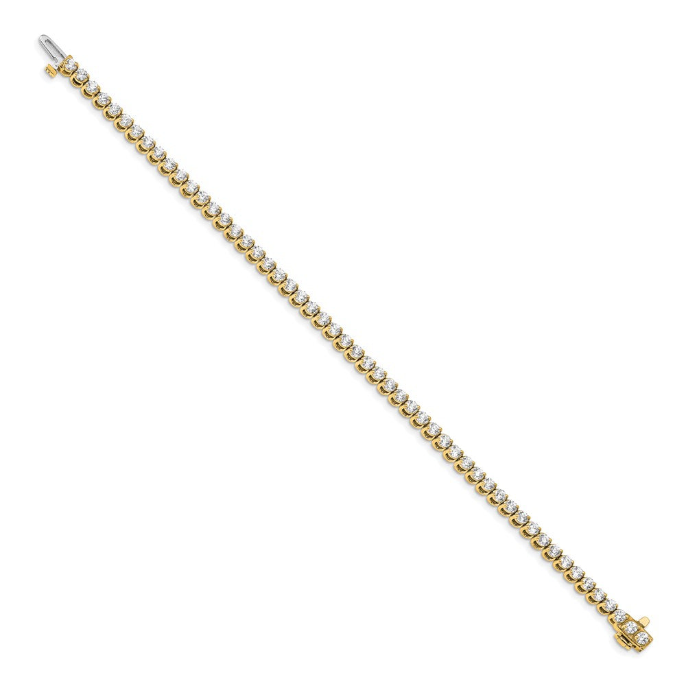 14K Yellow Gold Complete 4.18 Carat Round Aa Diamond 2 Prong 7 Inch Tennis Bracelet