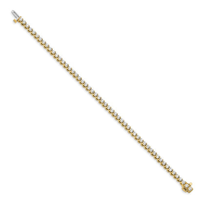 14K Yellow Gold Complete 4.18 Carat Round Aa Diamond 2 Prong 7 Inch Tennis Bracelet