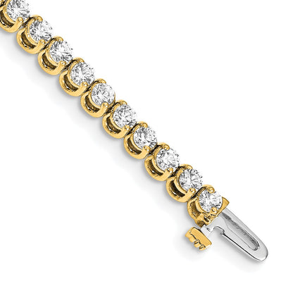 14K Yellow Gold Complete 4.18 Carat Round Aa Diamond 2 Prong 7 Inch Tennis Bracelet