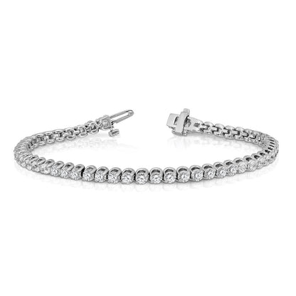 14K White Gold Complete 4.18 Carat Round Aa Diamond 2 Prong 7 Inch Tennis Bracelet