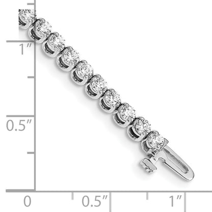 14K White Gold Complete 4.18 Carat Round A Diamond 2 Prong 7 Inch Tennis Bracelet