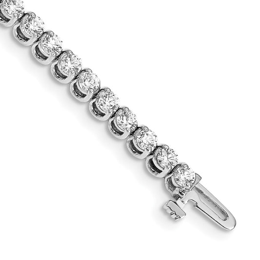 14K White Gold Complete 4.18 Carat Round Aa Diamond 2 Prong 7 Inch Tennis Bracelet