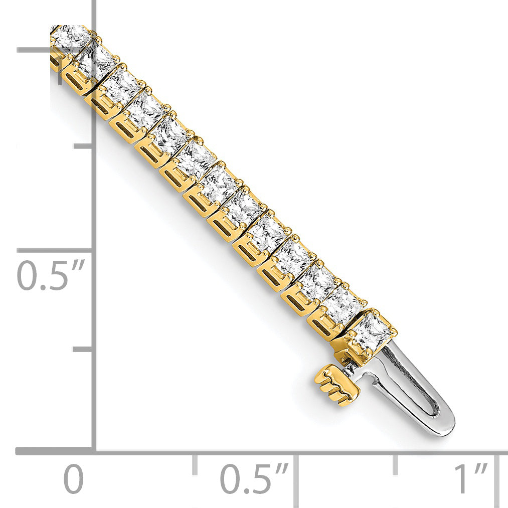 14K Yellow Gold Complete 4 Carat Princess Aaa Diamond Prong 7 Inch Tennis Bracelet