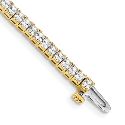 14K Yellow Gold Complete 4 Carat Princess Vs Diamond Prong 7 Inch Tennis Bracelet
