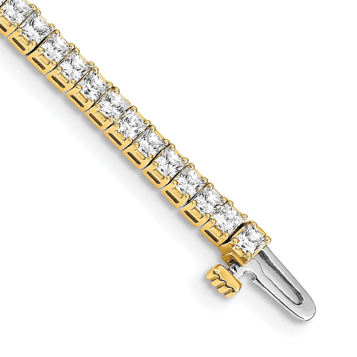 14K Yellow Gold Complete 4 Carat Princess Aa Diamond Prong 7 Inch Tennis Bracelet