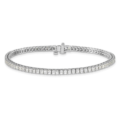 14K White Gold Complete 4 Carat Princess Aa Diamond Prong 7 Inch Tennis Bracelet