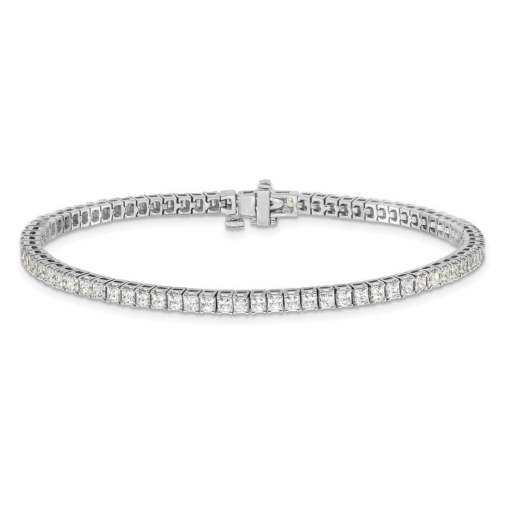 14K White Gold Complete 4 Carat Princess Aaa Diamond Prong 7 Inch Tennis Bracelet