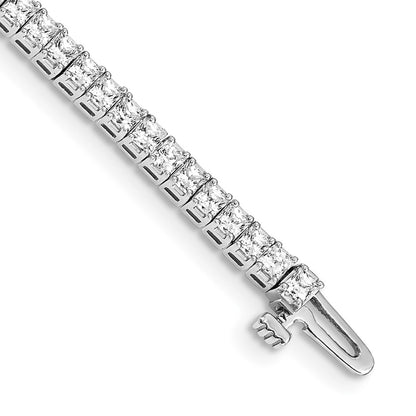 14K White Gold Complete 4 Carat Princess Aaa Diamond Prong 7 Inch Tennis Bracelet