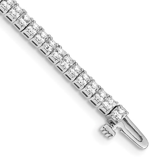 14K White Gold Complete 4 Carat Princess Aaa Diamond Prong 7 Inch Tennis Bracelet